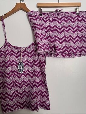 John Robshaw women’s camisole shorts pajama lounge set medium nwt